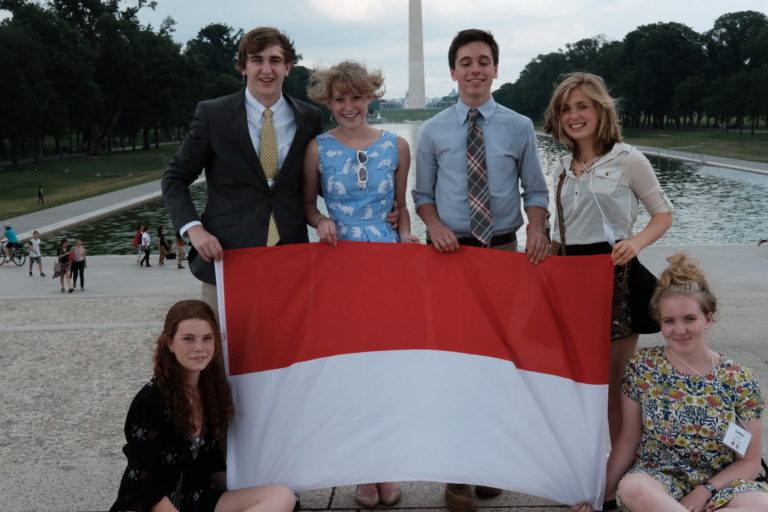 Joe Faullin poses for a picture with other members of his Indonesian delegate. Faullin will spend his senior year studying abroad through the YES Abroad program.