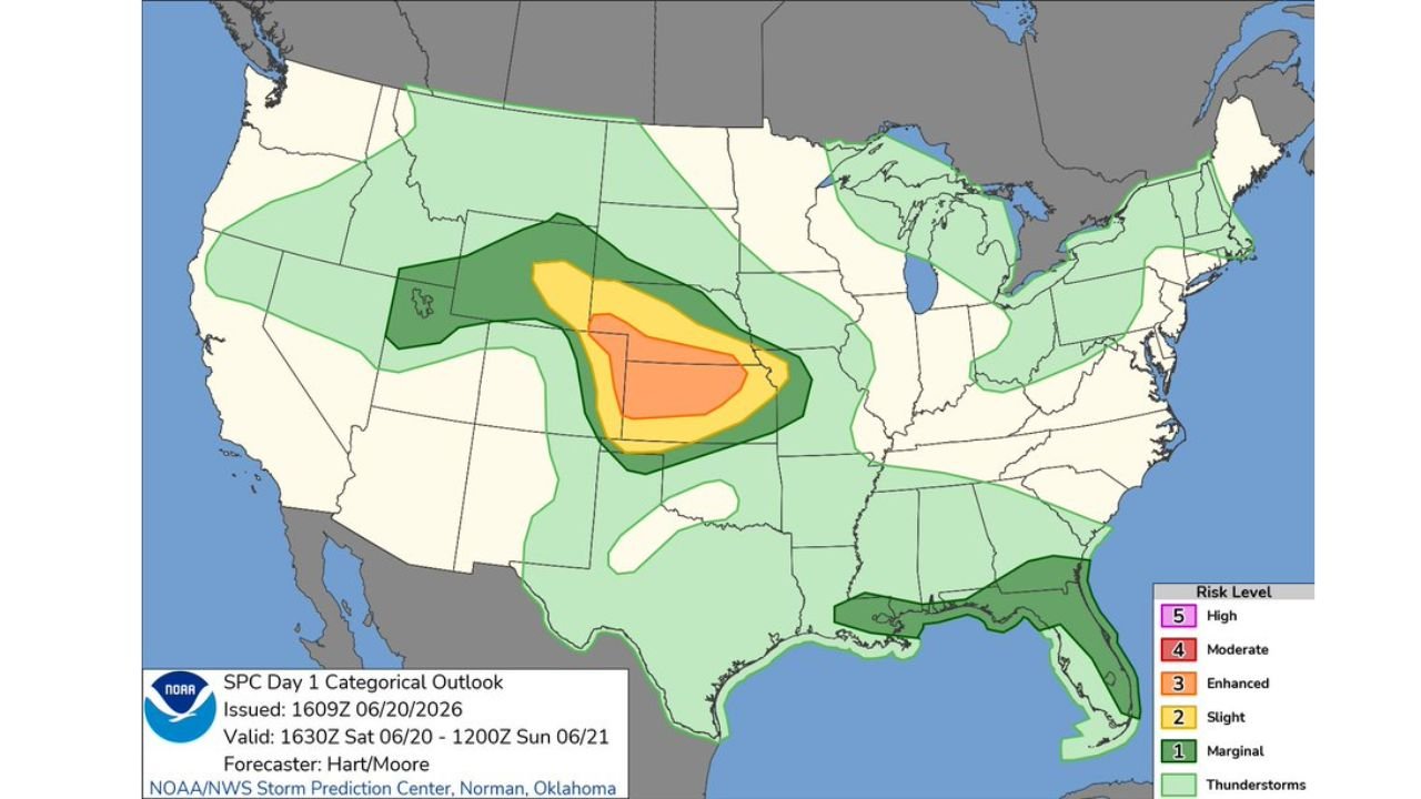 Enhanced Risk of Severe Storms with Damaging Winds, Large Hail, and Tornadoes Declared Across Kansas and the Central Plains This Afternoon and Tonight