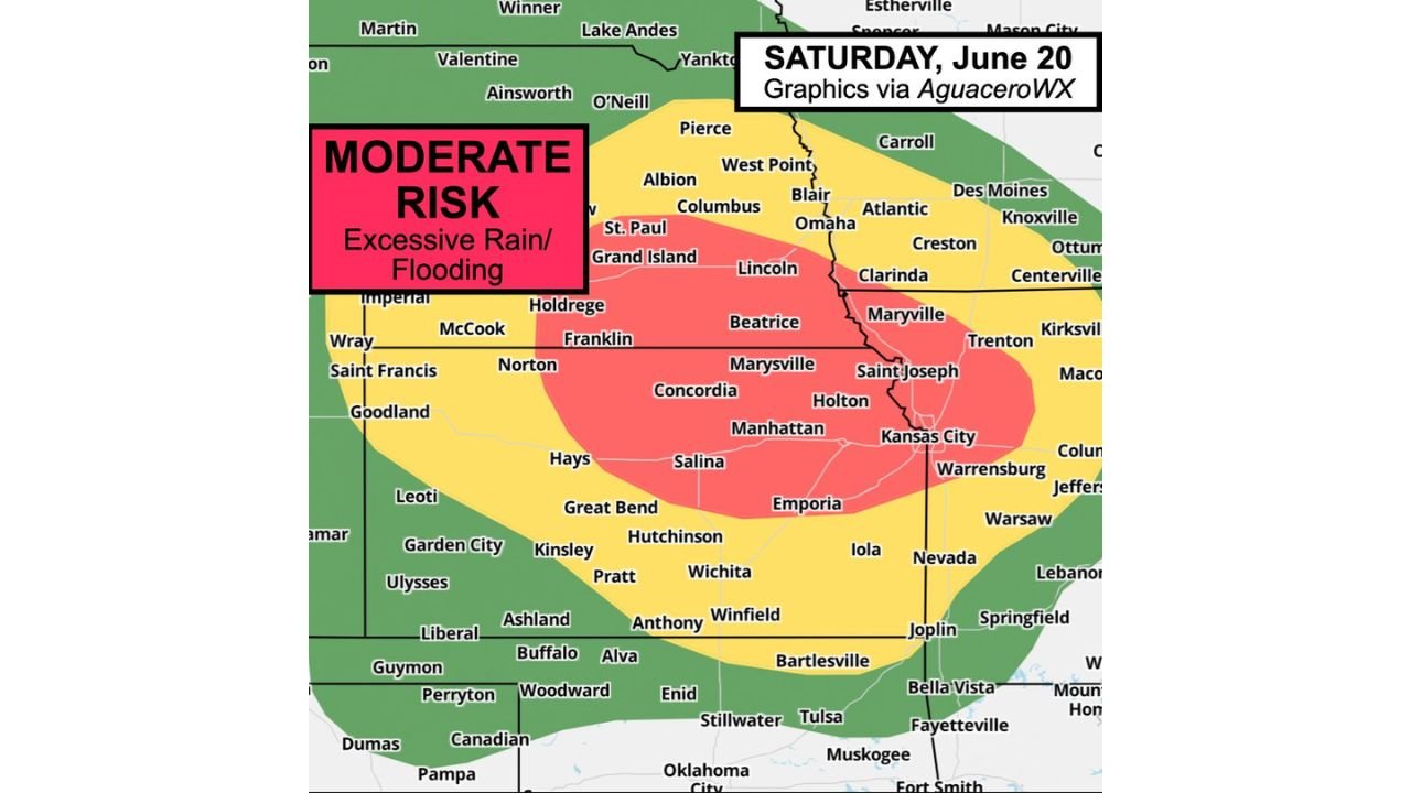 Kansas City Under Moderate Risk of Flash Flooding as Several Inches of Training Storms Threaten the Region Saturday Night