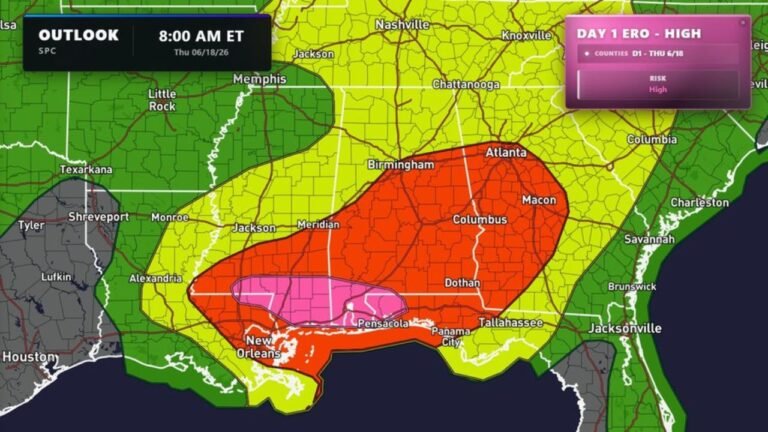 Millions at Risk as Flood Emergency Unfolds Across Gulf South, 6+ Inches of Rain Expected Today in Florida, Alabama, Mississippi and Louisiana