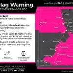 Red Flag Warning Issued for Much of Utah Through 10 PM Saturday as Dry Lightning and 35 MPH Winds Raise Rapid Fire Spread Risk